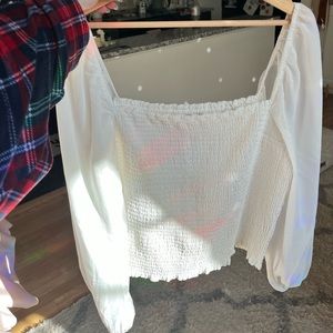 Abercrombie & Fitch White Puff Sleeve Blouse